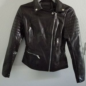 Dark Brown Vegan Leather Moto Jacket